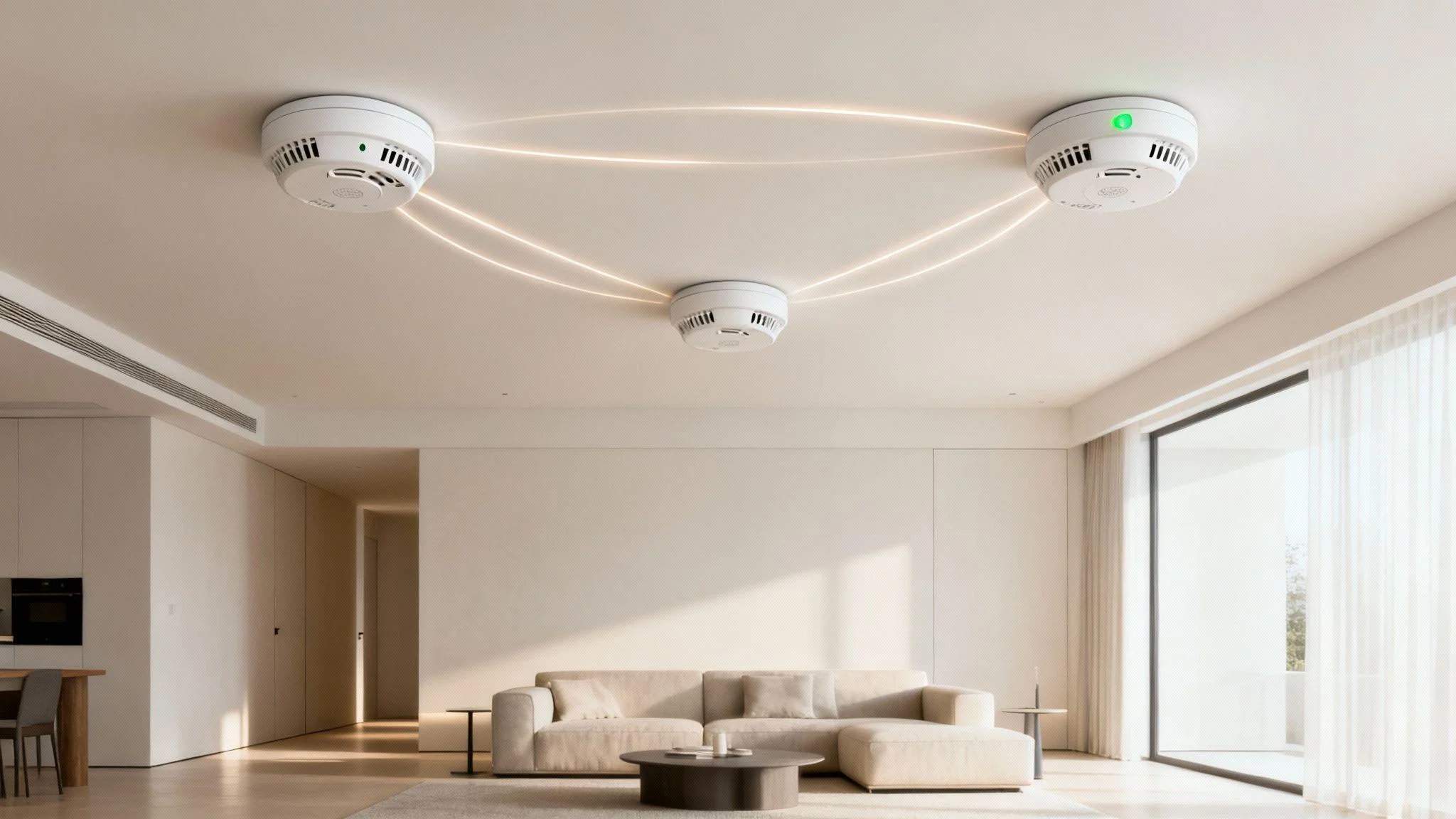 Interconnected smoke alarms providing fire detection throughout a modern home